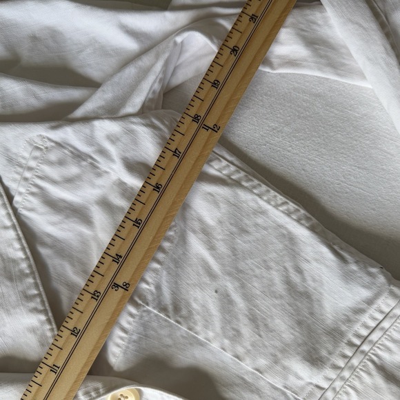 Vintage 2000's Ralph Lauren Cotton Blazer Cropped Jacket Sz 6 White Wide Lapel - Picture 9 of 12